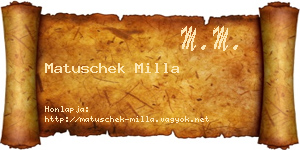 Matuschek Milla névjegykártya